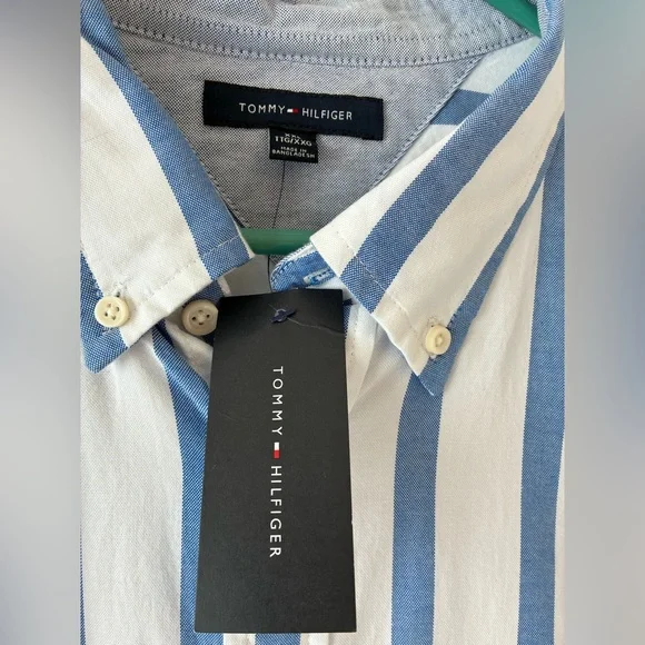 NWT Tommy Hilfiger Oxford Button Down Shirt Blue Striped XXL - Picture 4 of 6